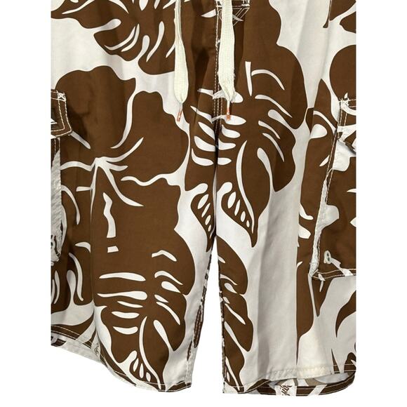 Quiksilver Men's Unlined Swim Trunks Size 36 Brown Leaf Print - Picture 9 of 16